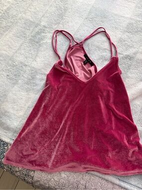 Snap Velvet Spaghetti-Strap Cami - Hot Pink